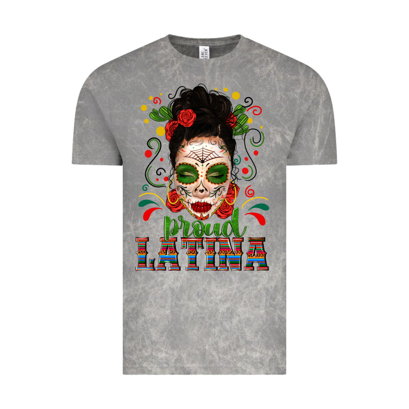 Proud Latina Skull Girl Messy Bun Vintage Tee by texasbilliewilder | Teevron