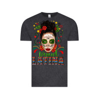 Vintage Black Proud Latina Skull Girl Messy Bun Vintage Tee - texasbilliewilder