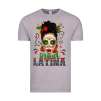 Vintage Zinc Proud Latina Skull Girl Messy Bun Vintage Tee - texasbilliewilder