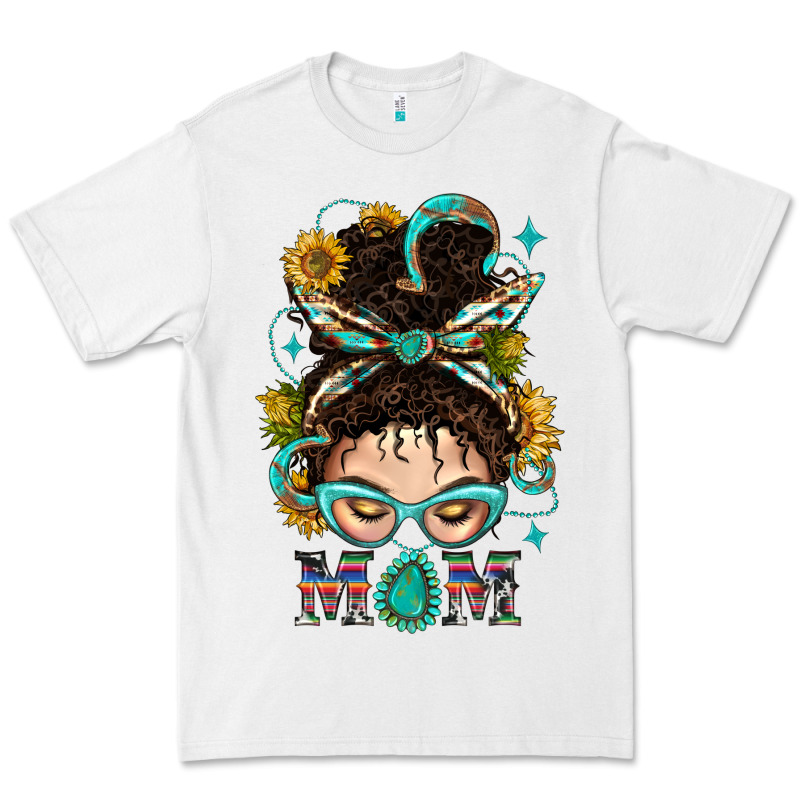 Western Messy Bun Mom With Sunflower Premium Tee by BundleAndBundleShop | Teevron
