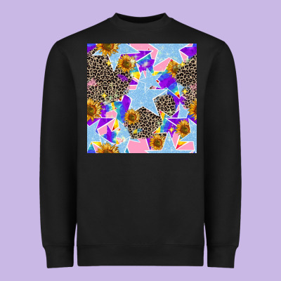 Stars And Sunflowers Seamless Pattern Heavyweight Sweatshirt Designed By Fadigitalartstudio