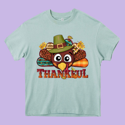 Western Thankful Thanksgiving Turkey Heavy Core Tee Designed By Nancycooperartshop