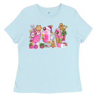 Baby Blue Pink Christmas Coffee Cups Bbs Ladies Tee - BundleAndBundleShop
