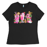 Black Pink Christmas Coffee Cups Bbs Ladies Tee - BundleAndBundleShop