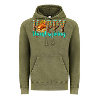 Vintage Olive Happy Thanksgiving with Turkey Vintage Hoodie - texasbilliewilder