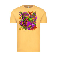 Vintage Mustard Mardi Gras hearts Vintage Tee - NancyCooperArtShop