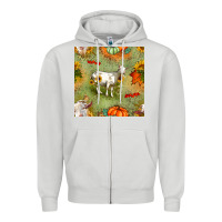 Dove Grey fall goats seamless pattern Zipper Hoodie - BundleAndBundleShop