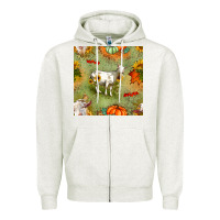 Oatmeal Heather fall goats seamless pattern Zipper Hoodie - BundleAndBundleShop