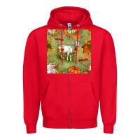 Red fall goats seamless pattern Zipper Hoodie - BundleAndBundleShop