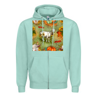 Seafoam fall goats seamless pattern Zipper Hoodie - BundleAndBundleShop