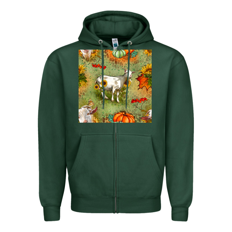 Fall Goats Seamless Pattern Zipper Hoodie by BundleAndBundleShop | Teevron