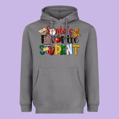 Santa's Favorite Student Christmas Heavyweight Hoodie Designed By Lillyallendesigns