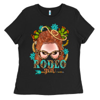 Black Western Rodeo Girl Braid Red Hair Ladies Tee - BundleAndBundleShop