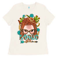 Bone Western Rodeo Girl Braid Red Hair Ladies Tee - BundleAndBundleShop