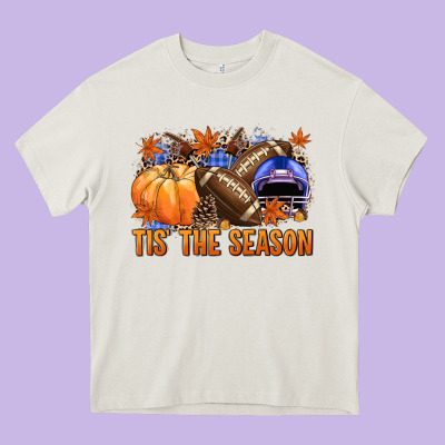 Tis The Season Football Heavy Core Tee Designed By Nancycooperartshop