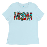 Baby Blue Western Mom With Cross Ladies Tee - BundleAndBundleShop