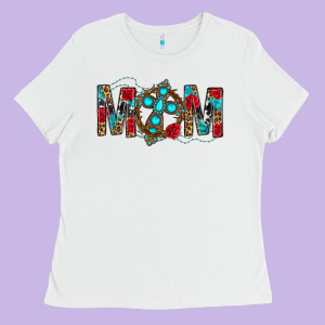 Western Mom With Cross Ladies Tee Designed By Bundleandbundleshop