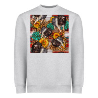 Heather Grey baby hampshire pig sunflowers seamless pattern Heavyweight Sweatshirt - FaDigitalArtStudio