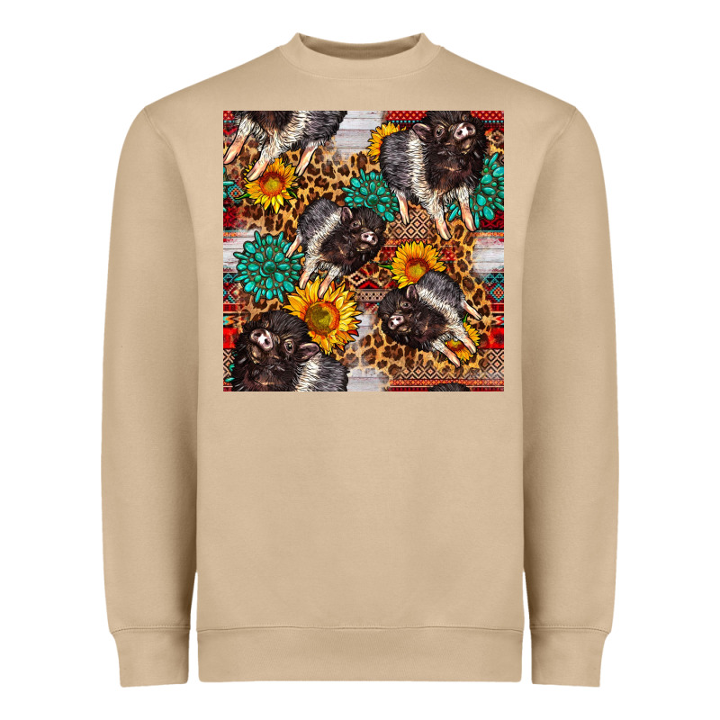 Baby Hampshire Pig Sunflowers Seamless Pattern Heavyweight Sweatshirt by FaDigitalArtStudio | Teevron