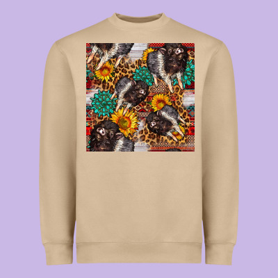 Baby Hampshire Pig Sunflowers Seamless Pattern Heavyweight Sweatshirt Designed By Fadigitalartstudio