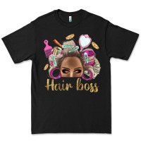 Black Hair Boss Afro Messy Bun With Money Bbs Premium Tee - BundleAndBundleShop