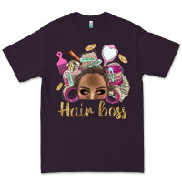 Plum Hair Boss Afro Messy Bun With Money Bbs Premium Tee - BundleAndBundleShop