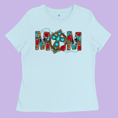 Western Mom With Cross Ladies Tee Designed By Bundleandbundleshop