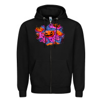 Black halloween pumpkin patch  4 Zipper Hoodie - BundleAndBundleShop