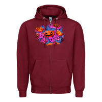 Burgundy halloween pumpkin patch  4 Zipper Hoodie - BundleAndBundleShop