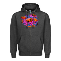 Charcoal Heather halloween pumpkin patch  4 Zipper Hoodie - BundleAndBundleShop