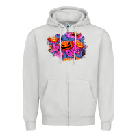 Dove Grey halloween pumpkin patch  4 Zipper Hoodie - BundleAndBundleShop