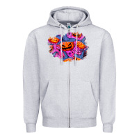 Heather Grey halloween pumpkin patch  4 Zipper Hoodie - BundleAndBundleShop