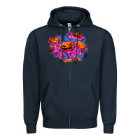Navy halloween pumpkin patch  4 Zipper Hoodie - BundleAndBundleShop