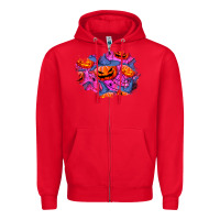 Red halloween pumpkin patch  4 Zipper Hoodie - BundleAndBundleShop