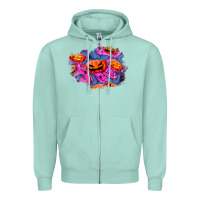 Seafoam halloween pumpkin patch  4 Zipper Hoodie - BundleAndBundleShop
