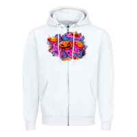 White halloween pumpkin patch  4 Zipper Hoodie - BundleAndBundleShop