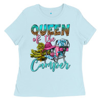 Baby Blue Queen Of The Camper Ladies Tee - BundleAndBundleShop