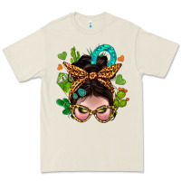 Bone Western  Messy Bun With Cactus Premium Tee - BundleAndBundleShop