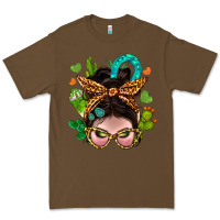 Cacao Western  Messy Bun With Cactus Premium Tee - BundleAndBundleShop