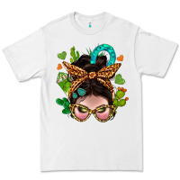 White Western  Messy Bun With Cactus Premium Tee - BundleAndBundleShop
