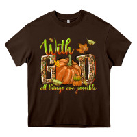 Chocolate Brown with god all things are possible Heavy Core Tee - NancyCooperArtShop