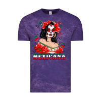 Cloud Purple Mexicana with Skull Girl Vintage Tee - texasbilliewilder