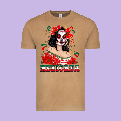 Mexicana With Skull Girl Vintage Tee Designed By Texasbilliewilder