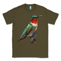 Army Green Ruby Throated Hummingbird Bird Classic Tee - LillyAllenDesigns