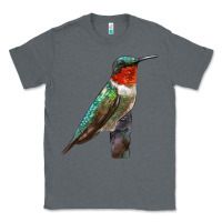 Charcoal Heather Ruby Throated Hummingbird Bird Classic Tee - LillyAllenDesigns