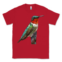 Red Ruby Throated Hummingbird Bird Classic Tee - LillyAllenDesigns