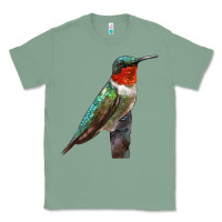 Sage Ruby Throated Hummingbird Bird Classic Tee - LillyAllenDesigns