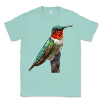Seafoam Ruby Throated Hummingbird Bird Classic Tee - LillyAllenDesigns