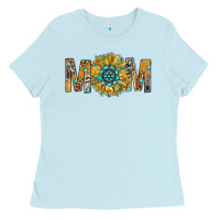 Baby Blue Western Mom With Gemstone And Sunflower Ladies Tee - BundleAndBundleShop