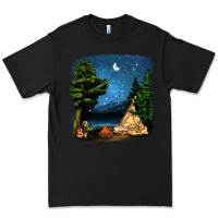 Black Night Glamping Camp With Wine Premium Tee - BundleAndBundleShop